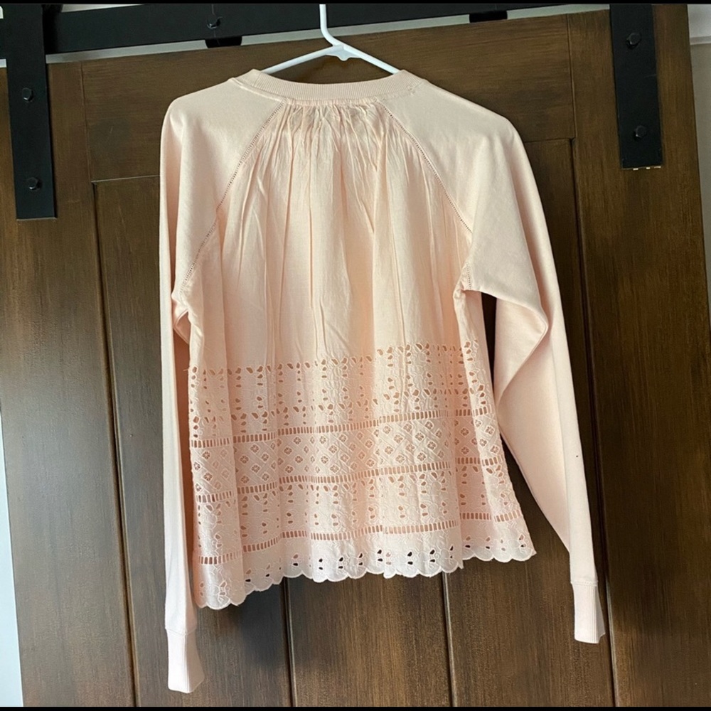 J Crew Pink Eyelet Sweatshirt Medium NWT